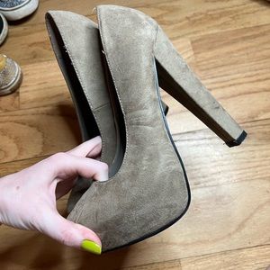Tall Tan Suede Platform Heels